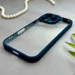 قاب گوشی iPhone 16 Pro آیفون پشت طلق شفاف دور سیلیکونی دور رنگی محافظ لنز برجسته سرمه ای کد 129524
