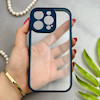 قاب گوشی iPhone 16 Pro آیفون پشت طلق شفاف دور سیلیکونی دور رنگی محافظ لنز برجسته سرمه ای کد 129524