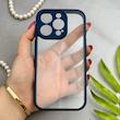 قاب گوشی iPhone 16 Pro آیفون پشت طلق شفاف دور سیلیکونی دور رنگی محافظ لنز برجسته سرمه ای کد 129524