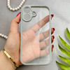 قاب گوشی iPhone 17 آیفون پشت طلق شفاف دور سیلیکونی دور رنگی محافظ لنز برجسته طوسی کد E21-129534