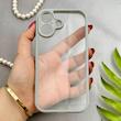 قاب گوشی iPhone 17 آیفون پشت طلق شفاف دور سیلیکونی دور رنگی محافظ لنز برجسته طوسی کد E21-129534