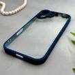 قاب گوشی iPhone 17 آیفون پشت طلق شفاف دور سیلیکونی دور رنگی محافظ لنز برجسته سرمه ای کد E21-129536