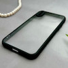 قاب گوشی iPhone X - XS آیفون پشت طلق شفاف دور سیلیکونی دور رنگی محافظ لنز برجسته مشکی کد E21-129538