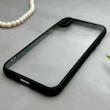 قاب گوشی iPhone X - XS آیفون پشت طلق شفاف دور سیلیکونی دور رنگی محافظ لنز برجسته مشکی کد E21-129538