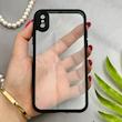 قاب گوشی iPhone X - XS آیفون پشت طلق شفاف دور سیلیکونی دور رنگی محافظ لنز برجسته مشکی کد E21-129538