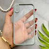 قاب گوشی iPhone X - XS آیفون پشت طلق شفاف دور سیلیکونی دور رنگی محافظ لنز برجسته طوسی کد E21-129539