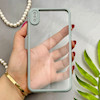 قاب گوشی iPhone XS Max آیفون پشت طلق شفاف دور سیلیکونی دور رنگی محافظ لنز برجسته طوسی کد 129540