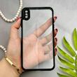 قاب گوشی iPhone XS Max آیفون پشت طلق شفاف دور سیلیکونی دور رنگی محافظ لنز برجسته مشکی کد 129541