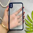 قاب گوشی iPhone XS Max آیفون پشت طلق شفاف دور سیلیکونی دور رنگی محافظ لنز برجسته سرمه ای کد 129542
