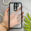 قاب گوشی Redmi Note 8 Pro شیائومی پشت طلق شفاف دور سیلیکونی دور رنگی محافظ لنز برجسته مشکی کد E21-129559