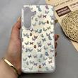 قاب گوشی Galaxy S24 FE سامسونگ IMD لیزری دورمات ایربگ دار دکمه کرومی لاکچری سخت HARD طرح پروانه کد 152619