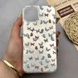 قاب گوشی iPhone 13 - iPhone 14 آیفون IMD لیزری دورمات ایربگ دار دکمه کرومی لاکچری سخت HARD طرح پروانه کد 152638