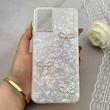 قاب گوشی Galaxy A12 - M12 سامسونگ ماربل یخی HARD IMD محافظ لنز نگین دار لاکچری پاپیون کد 152497