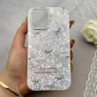قاب گوشی iPhone 16 آیفون ماربل یخی HARD IMD محافظ لنز نگین دار لاکچری پاپیون کد 152519