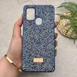 قاب گوشی Galaxy A21S سامسونگ نگین دار سواروسکی SWAROVSKI پلاک فلزی سرمه ای کد 151302