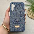 قاب گوشی Galaxy A24 سامسونگ نگین دار سواروسکی SWAROVSKI پلاک فلزی سرمه ای کد 151303