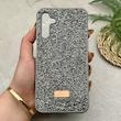 قاب گوشی Galaxy A24 سامسونگ نگین دار سواروسکی SWAROVSKI پلاک فلزی خاکستری کد 151305