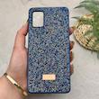 قاب گوشی Galaxy A51 سامسونگ نگین دار سواروسکی SWAROVSKI پلاک فلزی سرمه ای کد 151323