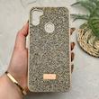 قاب گوشی Galaxy A11 - M11 سامسونگ نگین دار سواروسکی SWAROVSKI پلاک فلزی طلایی کد 151334