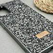قاب گوشی Galaxy A32 4G سامسونگ نگین دار سواروسکی SWAROVSKI پلاک فلزی خاکستری کد 151338