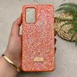 قاب گوشی Galaxy A32 4G سامسونگ نگین دار سواروسکی SWAROVSKI پلاک فلزی نارنجی کد 151341