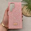 قاب گوشی Galaxy S24 Ultra سامسونگ نگین دار سواروسکی SWAROVSKI پلاک فلزی صورتی کد 151354