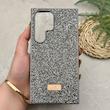 قاب گوشی Galaxy S24 Ultra سامسونگ نگین دار سواروسکی SWAROVSKI پلاک فلزی خاکستری کد 151356