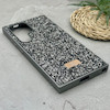 قاب گوشی Galaxy S24 Ultra سامسونگ نگین دار سواروسکی SWAROVSKI پلاک فلزی خاکستری کد 151356