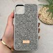 قاب گوشی iPhone 11 Pro Max آیفون نگین دار سواروسکی SWAROVSKI پلاک فلزی خاکستری کد 151362