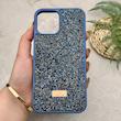 قاب گوشی iPhone 12 Pro Max آیفون نگین دار سواروسکی SWAROVSKI پلاک فلزی سرمه ای کد 151367