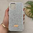 قاب گوشی iPhone 12 Pro Max آیفون نگین دار سواروسکی SWAROVSKI پلاک فلزی نقره ای کد 151368