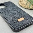 قاب گوشی iPhone 12 Pro Max آیفون نگین دار سواروسکی SWAROVSKI پلاک فلزی مشکی کد 151370