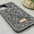قاب گوشی iPhone 12 Pro Max آیفون نگین دار سواروسکی SWAROVSKI پلاک فلزی خاکستری کد 151371