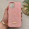 قاب گوشی iPhone 12 Pro Max آیفون نگین دار سواروسکی SWAROVSKI پلاک فلزی صورتی کد 151373