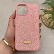 قاب گوشی iPhone 12 Pro Max آیفون نگین دار سواروسکی SWAROVSKI پلاک فلزی صورتی کد 151373