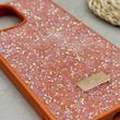قاب گوشی iPhone 13 Pro Max آیفون نگین دار سواروسکی SWAROVSKI پلاک فلزی نارنجی کد 151377