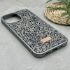 قاب گوشی iPhone 13 Pro Max آیفون نگین دار سواروسکی SWAROVSKI پلاک فلزی خاکستری کد 151378