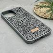 قاب گوشی iPhone 13 Pro Max آیفون نگین دار سواروسکی SWAROVSKI پلاک فلزی خاکستری کد 151378