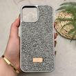 قاب گوشی iPhone 13 Pro Max آیفون نگین دار سواروسکی SWAROVSKI پلاک فلزی خاکستری کد 151378