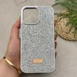 قاب گوشی iPhone 14 Pro Max آیفون نگین دار سواروسکی SWAROVSKI پلاک فلزی نقره ای کد 151382