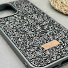 قاب گوشی iPhone 14 Pro Max آیفون نگین دار سواروسکی SWAROVSKI پلاک فلزی خاکستری کد 151384