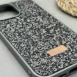 قاب گوشی iPhone 14 Pro Max آیفون نگین دار سواروسکی SWAROVSKI پلاک فلزی خاکستری کد 151384