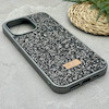 قاب گوشی iPhone 14 Pro Max آیفون نگین دار سواروسکی SWAROVSKI پلاک فلزی خاکستری کد 151384