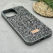 قاب گوشی iPhone 14 Pro Max آیفون نگین دار سواروسکی SWAROVSKI پلاک فلزی خاکستری کد 151384