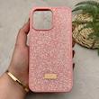 قاب گوشی iPhone 15 Pro Max آیفون نگین دار سواروسکی SWAROVSKI پلاک فلزی صورتی کد 151388