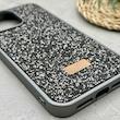 قاب گوشی iPhone 15 Pro Max آیفون نگین دار سواروسکی SWAROVSKI پلاک فلزی خاکستری کد 151389