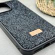 قاب گوشی iPhone 15 Pro Max آیفون نگین دار سواروسکی SWAROVSKI پلاک فلزی مشکی کد 151390