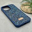 قاب گوشی iPhone 15 Pro Max آیفون نگین دار سواروسکی SWAROVSKI پلاک فلزی سرمه ای کد 151391