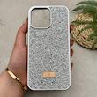 قاب گوشی iPhone 15 Pro Max آیفون نگین دار سواروسکی SWAROVSKI پلاک فلزی نقره ای کد 151392