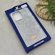 قاب گوشی iPhone 15 Pro Max آیفون نگین دار سواروسکی SWAROVSKI پلاک فلزی نقره ای کد 151392